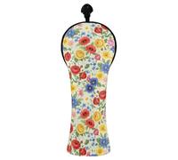 Grckit Golf Club Head Covers Vibrant Floral Bloom PU Leather Waterproof Golf Head Covers for Driver Fairway Wood and Hybrid with Replaceable Labels, Wood Head Cover