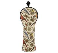 Grckit Golf Club Head Covers Vintage Winter Birds PU Leather Waterproof Golf Head Covers for Driver Fairway Wood and Hybrid with Replaceable Labels, Wood Head Cover