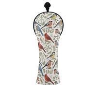 Grckit Golf Club Head Covers Vintage Winter Birds PU Leather Waterproof Golf Head Covers for Driver Fairway Wood and Hybrid with Replaceable Labels, Wood Head Cover