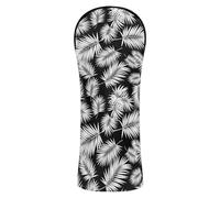 Grckit Golf Club Head Covers White Palm Leaves PU Leather Waterproof Golf Head Covers for Driver Fairway Wood and Hybrid with Replaceable Labels, Driver Head Cover