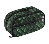 Grckit Green Dragon Scales Pencil Case, Large Capacity Multi-Compartment Organizer with Elastic Pen Loops, Clear View Window, Dual Zipper, 8.3 x 3.1 x 4.9 Inches