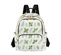 Grckit Green Herb Pattern Backpack for Women, 14L Lightweight Small Daypack with Zipper Pockets for Work Travel