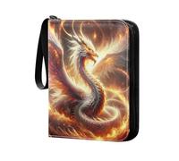 Grckit Holy Fire Dragon Card Binder 4-Pocket, 400 Pockets Trading Cards Holder Games Card Albums Storage Organizer Case for Football, Baseball Cards