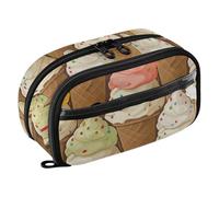 Grckit Ice Cream Pencil Case, Large Capacity Multi-Compartment Organizer with Elastic Pen Loops, Clear View Window, Dual Zipper, 8.3 x 3.1 x 4.9 Inches