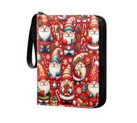 Grckit Jolly Christmas Gnomes Card Binder 4-Pocket, 400 Pockets Trading Cards Holder Games Card Albums Storage Organizer Case for Football, Baseball Cards
