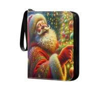 Grckit Jolly Santa Card Binder 4-Pocket, 400 Pockets Trading Cards Holder Games Card Albums Storage Organizer Case for Football, Baseball Cards