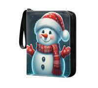 Grckit Jolly Snowman Card Binder 4-Pocket, 400 Pockets Trading Cards Holder Games Card Albums Storage Organizer Case for Football, Baseball Cards
