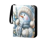 Grckit Jolly Snowman Watercolour Card Binder 4-Pocket, 400 Pockets Trading Cards Holder Games Card Albums Storage Organizer Case for Football, Baseball Cards