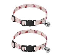 Grckit Ladybugs Pattern Dog Collars 2 Pack with Bell Soft Adjustable Pet Collar for Small Dogs and Cats with Safety Buckle