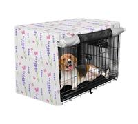 Grckit Lavender Butterfly Pattern Dog Crate Cover Waterproof Heavy Duty Pet Kennel Covers with Mesh Windows for Wire Crates, 47 Inch Dog Cage Cover