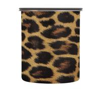 Grckit Leopard Skin Pattern Airtight Coffee Canister 900ml, Stainless Steel Vacuum Food Storage Container with Date Tracker, Medium Kitchen Canister