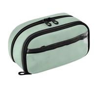 Grckit Light Green Solid Color Pencil Case, Large Capacity Multi-Compartment Organizer with Elastic Pen Loops, Clear View Window, Dual Zipper, 8.3 x 3.1 x 4.9 Inches