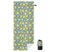 Grckit Magnetic Beach Towel Yellow Lemons Quick Dry Microfiber Towel Sand Free 31.5 x 74.8 Inch Lightweight and Absorbent for Beach Swimming Sports