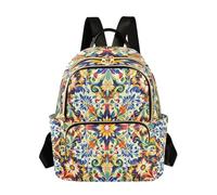 Grckit Mexico Folk Art Backpack for Women, 14L Lightweight Small Daypack with Zipper Pockets for Work Travel
