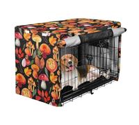 Grckit Mushrooms Autumn Leaves Dog Crate Cover Waterproof Heavy Duty Pet Kennel Covers with Mesh Windows for Wire Crates, 40 Inch Dog Cage Cover