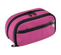 Grckit Pink Purple Solid Color Pencil Case, Large Capacity Multi-Compartment Organizer with Elastic Pen Loops, Clear View Window, Dual Zipper, 8.3 x 3.1 x 4.9 Inches