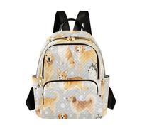Grckit Playful Snowflake Pup Backpack for Women, 8.5L Lightweight Small Daypack with Zipper Pockets for Work Travel