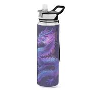 Grckit Purple Dragon Water Bottle 32oz Tritan BPA-free Leak-proof Sports Water Bottle with Carry Strap for Hiking Camping Gym Outdoors