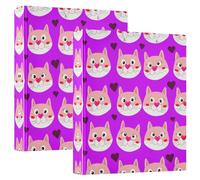 Grckit Purple Love Cats Pattern 3-Ring Binder 1.5 Inch 2 Pack Round Ring Binder Holds 200 Sheets with 3 Inside Pockets for Office Home Organization