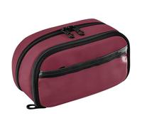 Grckit Red-Violet Solid Color Pencil Case, Large Capacity Multi-Compartment Organizer with Elastic Pen Loops, Clear View Window, Dual Zipper, 8.3 x 3.1 x 4.9 Inches