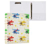 Grckit Retro Planes Pattern 3-Ring Binder 1.5 Inch 1 Pack Round Ring Binder Holds 200 Sheets with 3 Inside Pockets for Office Home Organization