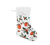 Grckit Robin Christmas Pattern Christmas Stockings 18 Inch Large Holiday Decor | Classic Festive Fireplace Mantel Hanging Decoration | Oversized Stocking Stuffer Gift Bag, 1 Pcs