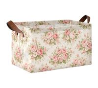Grckit Shabby Chic Flowers Extra Large Storage Basket | Collapsible Laundry Basket Organizer with Handles | Water-Resistant Fabric Basket for Shelves, Closet, Bathroom, 1 Pcs