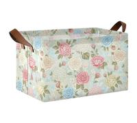 Grckit Shabby Chic Flowers Extra Large Storage Basket | Collapsible Laundry Basket Organizer with Handles | Water-Resistant Fabric Basket for Shelves, Closet, Bathroom, 1 Pcs
