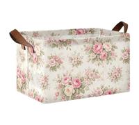 Grckit Shabby Chic Flowers Extra Large Storage Basket | Collapsible Laundry Basket Organizer with Handles | Water-Resistant Fabric Basket for Shelves, Closet, Bathroom, 1 Pcs