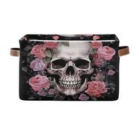 Grckit Skull Flowers Storage Baskets Foldable Fabric Baskets Large Storage Bins for Organizing Shelves Closet Home, Decorate Your Rooms