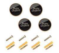 Grckit Starry Merry Christmas Round Drawer Knobs 1.26 Inch/32mm Drawer Pulls Cabinet Dresser Handles for Kitchen Cabinet Dresser Drawer Hardware, 4-Pack