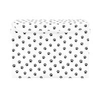 Grckit Storage Bins with Lids, Black Tiny Paws Foldable Storage Cube Boxes Fabric Storage Organizer Basket for Home, Bedroom, Office, Closet (16.5x12.6x11.8)