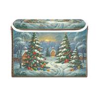 Grckit Storage Bins with Lids, Russian Christmas Lacquer Foldable Storage Cube Boxes Fabric Storage Organizer Basket for Home, Bedroom, Office, Closet (16.5x12.6x11.8 In)