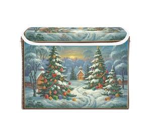 Grckit Storage Bins with Lids, Russian Christmas Lacquer Foldable Storage Cube Boxes Fabric Storage Organizer Basket for Home, Bedroom, Office, Closet (16.5x12.6x11.8 In)