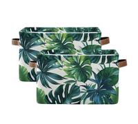 Grckit Tropical Leaves Pattern Storage Baskets Foldable Fabric Baskets Large Storage Bins for Organizing Shelves Closet Home, Decorate Your Rooms