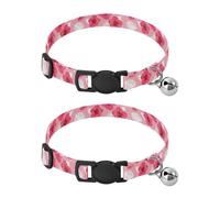 Grckit Vibrant Red Hibiscus Dog Collars 2 Pack with Bell Soft Adjustable Pet Collar for Small Dogs and Cats with Safety Buckle