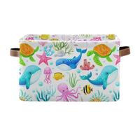 Grckit Watercolor Whales Pattern Storage Baskets Foldable Fabric Baskets Large Storage Bins for Organizing Shelves Closet Home, Decorate Your Rooms