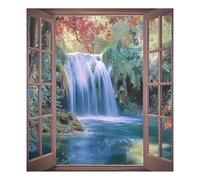 Grckit Waterfall Behind The Window Dishwasher Cover Front Magnet Dishwasher Cover Decor Magnetic Dishwasher Sticker Home Kitchen Cabinet Panel Decal 23x26in