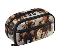 Grckit Western Cowboy Portrait Pencil Case, Large Capacity Multi-Compartment Organizer with Elastic Pen Loops, Clear View Window, Dual Zipper, 8.3 x 3.1 x 4.9 Inches
