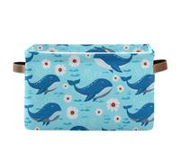 Grckit Whale & Daisy Pattern Storage Baskets Foldable Fabric Baskets Large Storage Bins for Organizing Shelves Closet Home, Decorate Your Rooms