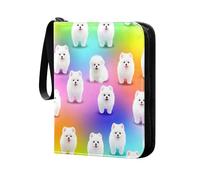 Grckit White Dogs Card Binder 4-Pocket, 400 Pockets Trading Cards Holder Games Card Albums Storage Organizer Case for Football, Baseball Cards