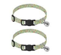 Grckit Wild Herbs Wildflower Dog Collars 2 Pack with Bell Soft Adjustable Pet Collar for Small Dogs and Cats with Safety Buckle