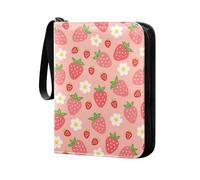 Grckit Wild Strawberries Card Binder 4-Pocket, 400 Pockets Trading Cards Holder Games Card Albums Storage Organizer Case for Football, Baseball Cards
