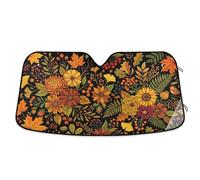 Grckit Windshield Sun Shade for Car Front Window, 53"x23.5" Universal Fit for Sedan SUV Truck, Foldable Accordion Car Sunshade Blocks UV Rays to Keep Vehicle Cool, Autumn Floral