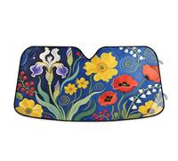 Grckit Windshield Sun Shade for Car Front Window, 53"x23.5" Universal Fit for Sedan SUV Truck, Foldable Accordion Car Sunshade Blocks UV Rays to Keep Vehicle Cool, Abstract Colorful Flowers