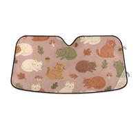 Grckit Windshield Sun Shade for Car Front Window, 53"x23.5" Universal Fit for Sedan SUV Truck, Foldable Accordion Car Sunshade Blocks UV Rays to Keep Vehicle Cool, Autumn Cute Cats