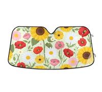 Grckit Windshield Sun Shade for Car Front Window, 53"x23.5" Universal Fit for Sedan SUV Truck, Foldable Accordion Car Sunshade Blocks UV Rays to Keep Vehicle Cool, Summer Flower