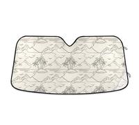 Grckit Windshield Sun Shade for Car Front Window, 55"x27.6" Universal Fit for Sedan SUV Truck, Foldable Accordion Car Sunshade Blocks UV Rays to Keep Vehicle Cool, Tropical Oasis Island