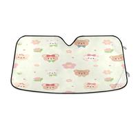 Grckit Windshield Sun Shade for Car Front Window, 55"x27.6" Universal Fit for Sedan SUV Truck, Foldable Accordion Car Sunshade Blocks UV Rays to Keep Vehicle Cool, Cute Bear Faces