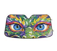 Grckit Windshield Sun Shade for Car Front Window, 57"x31.5" Universal Fit for Sedan SUV Truck, Foldable Accordion Car Sunshade Blocks UV Rays to Keep Vehicle Cool, Colorful Dragon Eyes